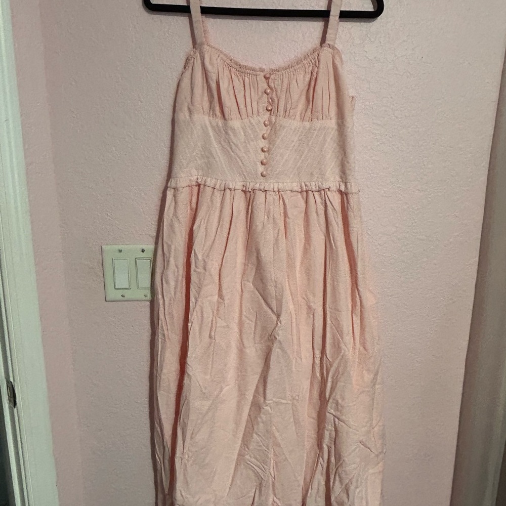 Long pink lace up dress